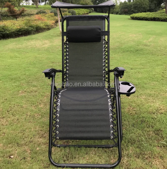 New 2 Pcs Zero Gravity Beach Chair Outdoor Lounge Chairs With Canopy