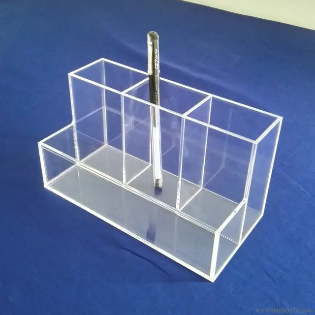 Clear Acrylic Office Supplies Desk Organizer Pen Pencil Display Holder