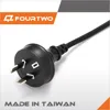Black Australia New Zealand 2 pin plug insulated SAA Power Cable