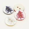 Engraved logo infilled Christmas tree 2 holes river shell button