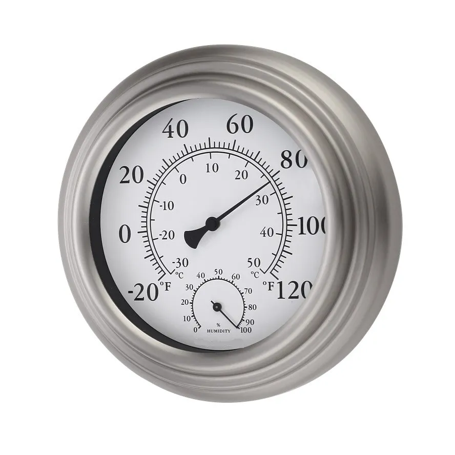 Stainless Steel Outdoor Custom Clock & Thermometer Hygrometer Combo