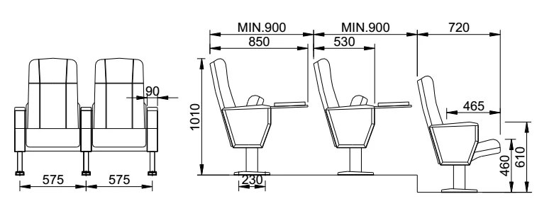 OSHUJIAN SJ6604 Classical Design Hot Sale Foam Seat Auditorium Chair
