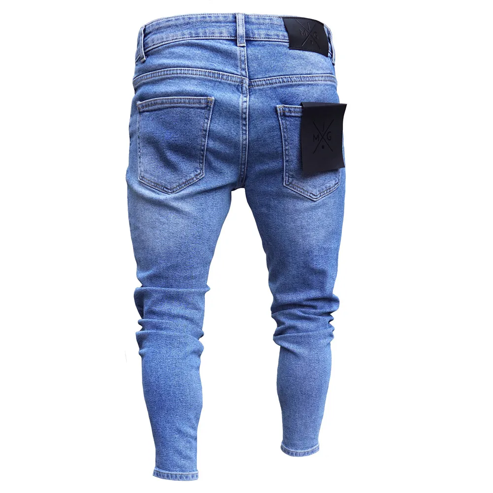 In Stock Expensive Style Ripped Distressed Boot Cut Motorcycle Denim