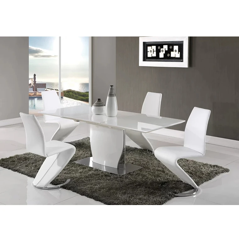 
Glass and MDF top expandable round french dining table set for 6 / round dining set 