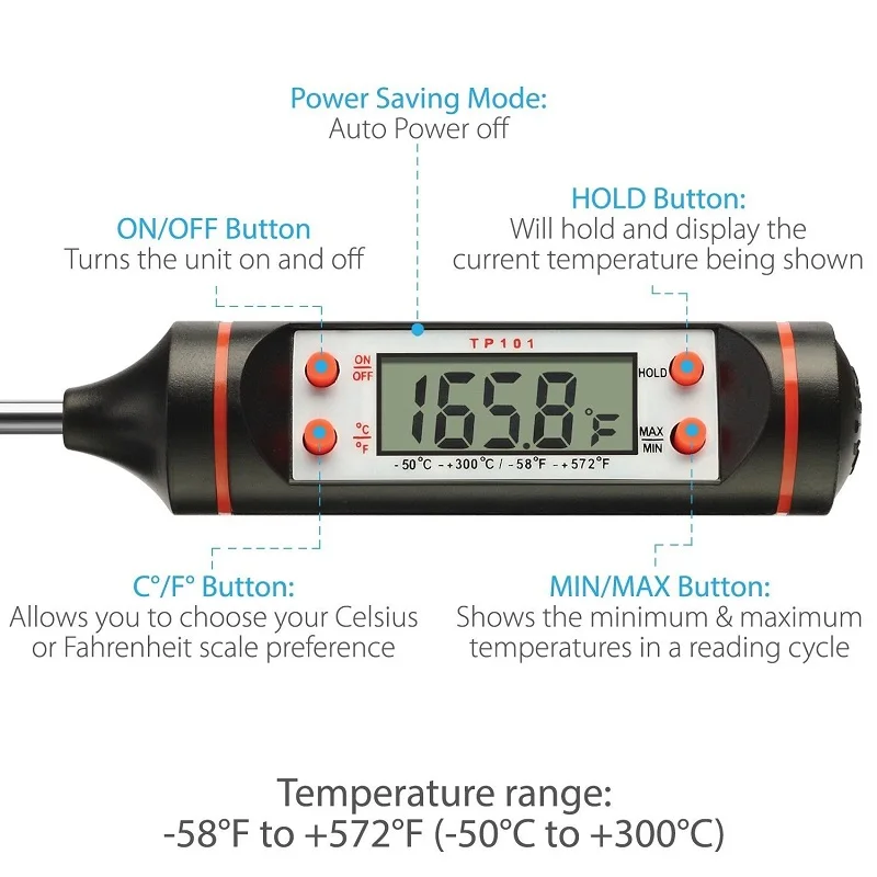 Wholesale Hot Kitchen BBQ Digital Cooking Food Meat Probe Thermometer TP101