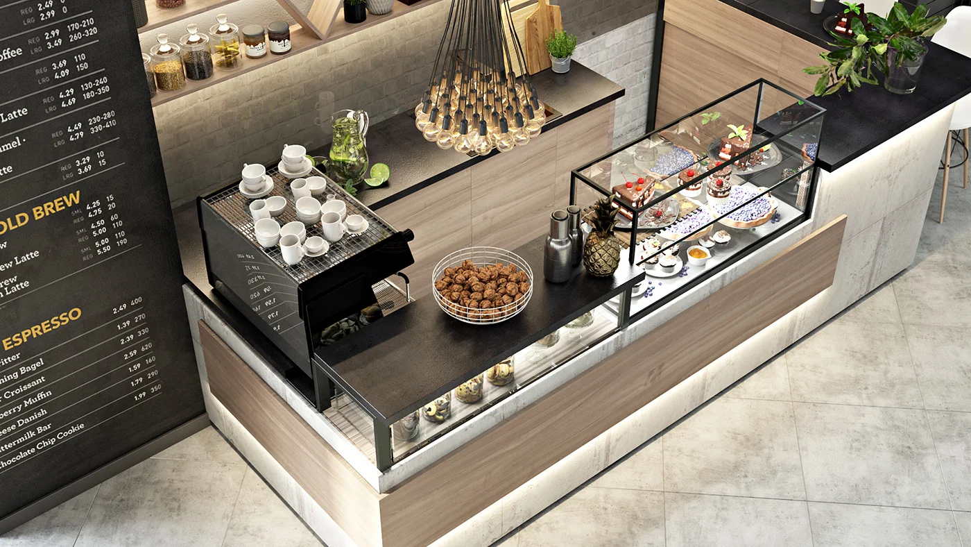 2019 商店家具现金柜台设计咖啡亭集装箱咖啡店