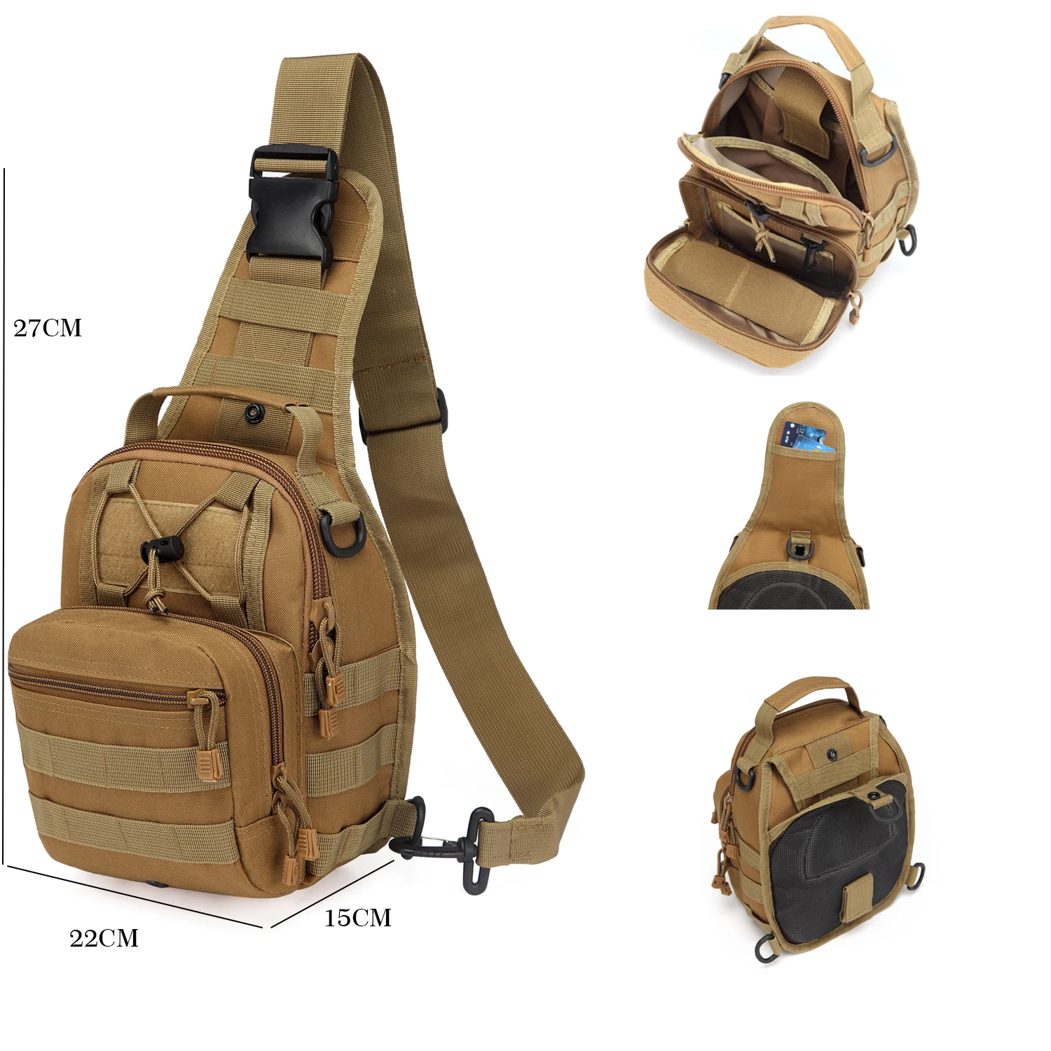 men custom branded small waterproof tactical sling crossbody shoulder bag