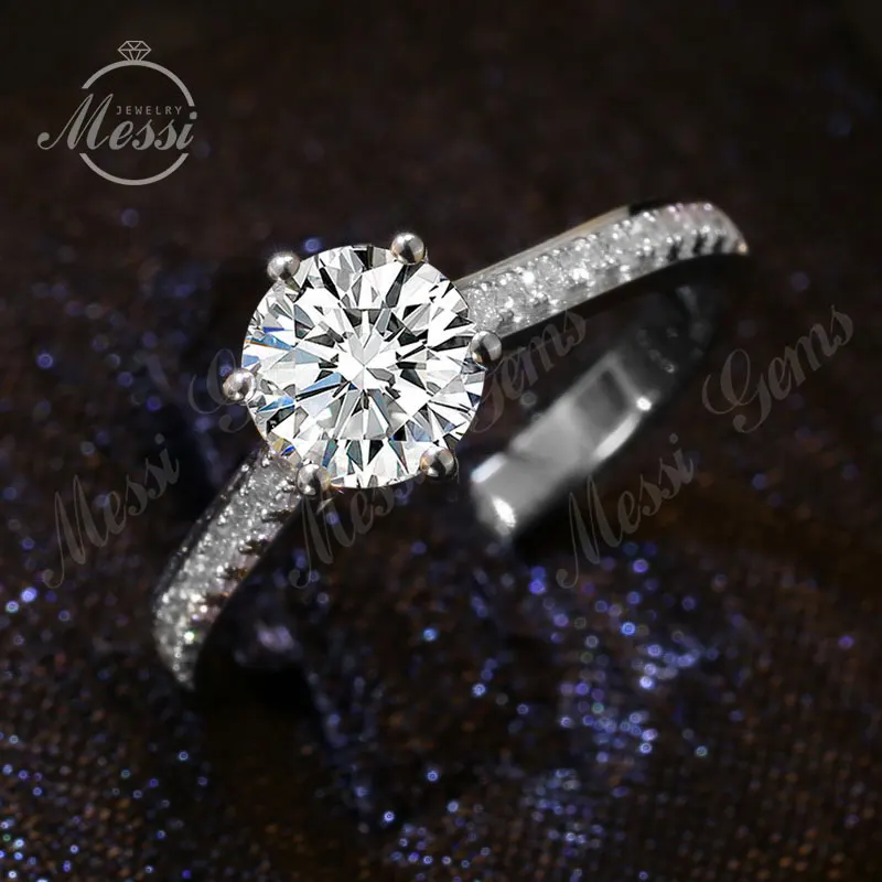 14K white gold women wedding 1carat moissanites solitaire wedding ring