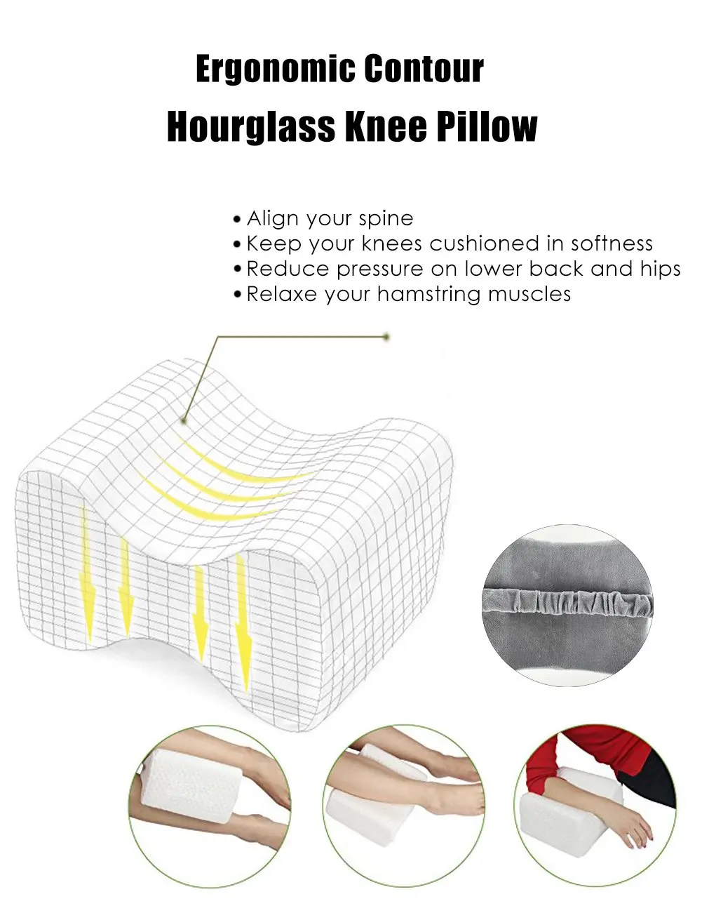 Memory Foam Pillow With Leg Strap For Sciatica,Pregnancy,Carpal Tunnel,Back,Knee Hip Pain Pillow