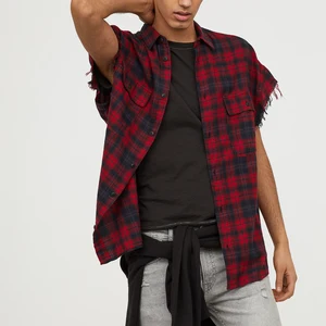 OEM Men Short Sleeve Plaid Print Flannel Shirts OEM Men Short Sleeve Plaid Print Flannel Shirts