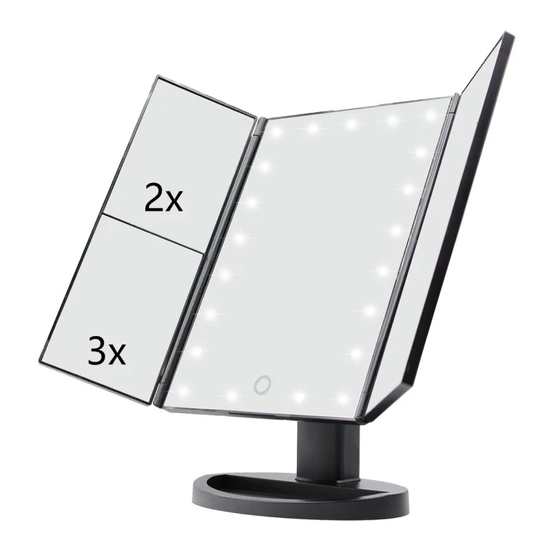 Trifold Adjustable Lighted Makeup Vanity Mirror 22led Lights Touch