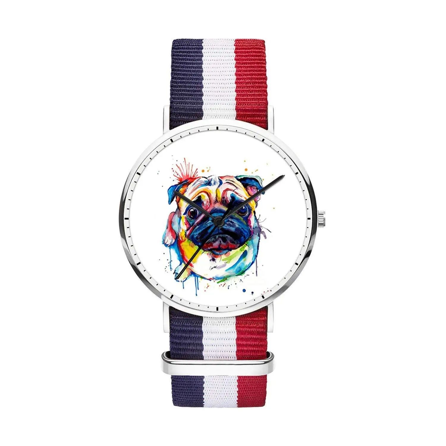 FELOOWSE Girls Watches, Women Watches, Sliver Slim Minimalist Imported Japanese Quartz Practical Waterproof Unique Personalized Youth Fashion Design Cute Watches for Women.- Pug
