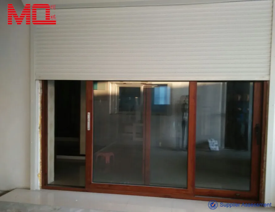 Frame Aluminum Glass Sliding Door With Aluminum Roller Shutter