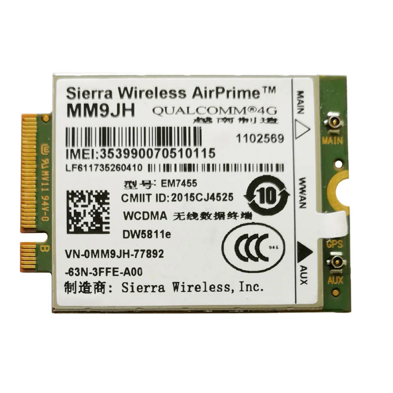Em7455 Airprime Lte 4g Wwan Card Modul Nirkabel Untuk Dell Laptop Dw5811e Mm9jh - Buy Dw5811e Mm9jh,4g Kartu Jaringan Nirkabel,Kartu 4g Wwan Modul