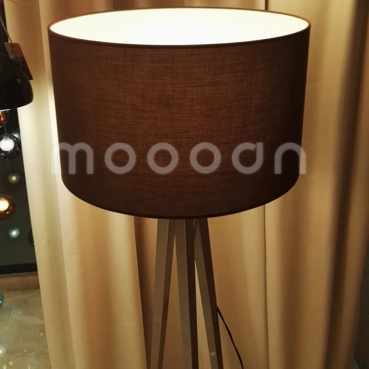 Modern Design Decorative Coffee color Fabric Art Steel Standing Tripod Floor lamp,M7036