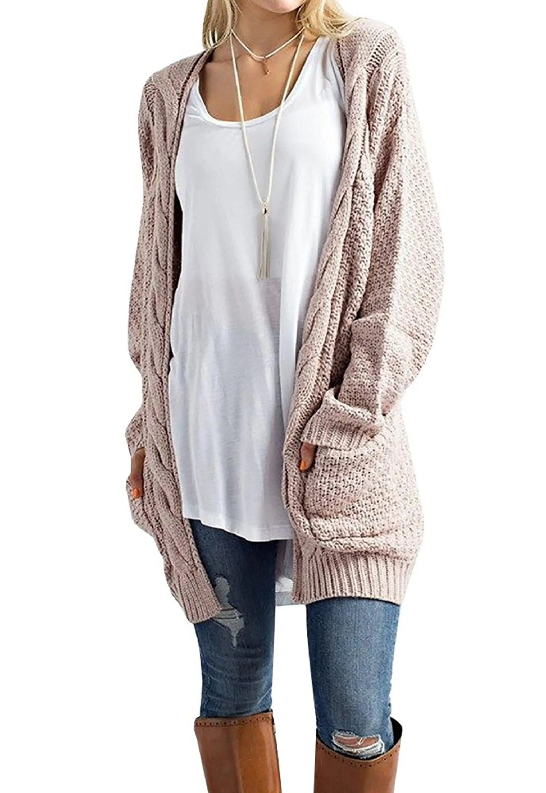 Women's Shawl Collar Thin Striped Open Front Cardigan - Buy Open Front ...