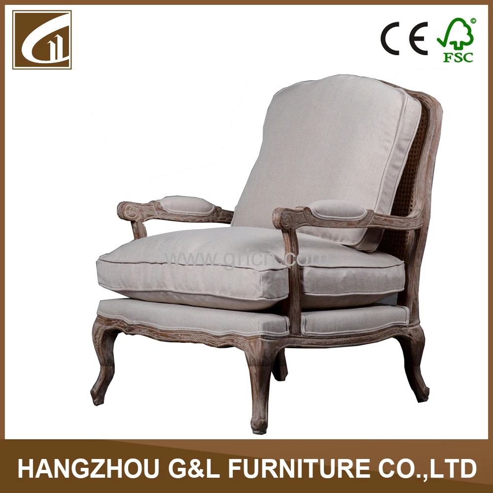 Living Room Lounge Arm Chair With Stool Ottoman French Classic