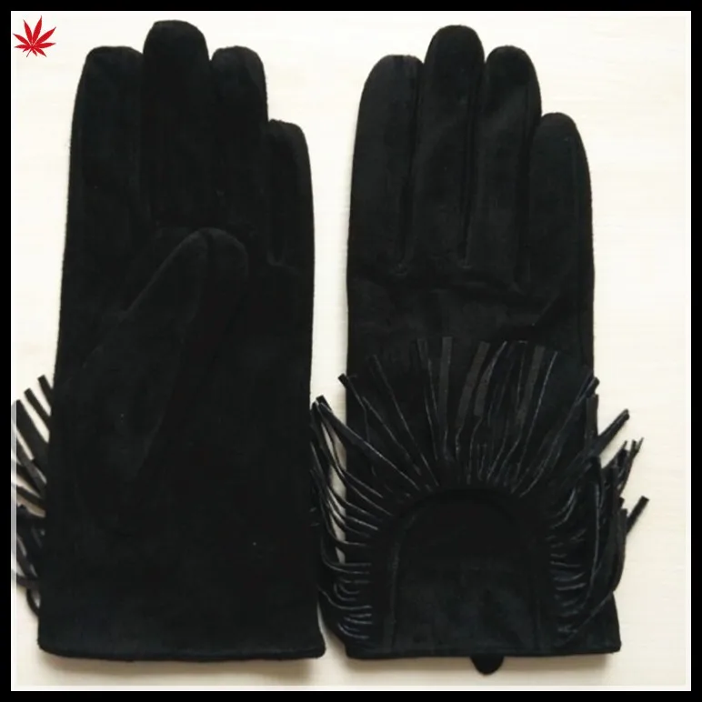 fashion tassel suede leather hand gloves women