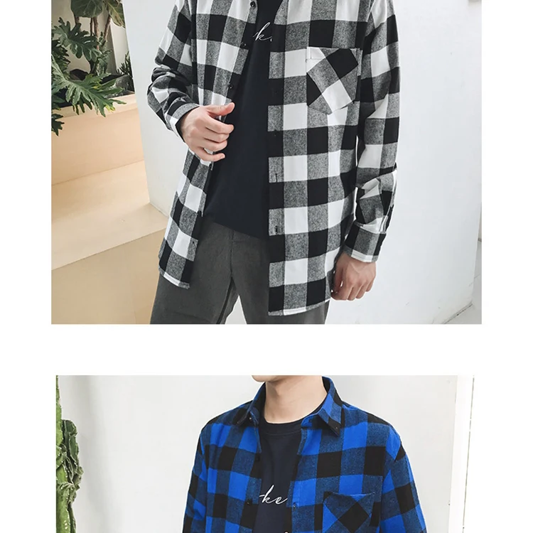 In stock service flannel men shirt with multiple colors plaid leisure shirt