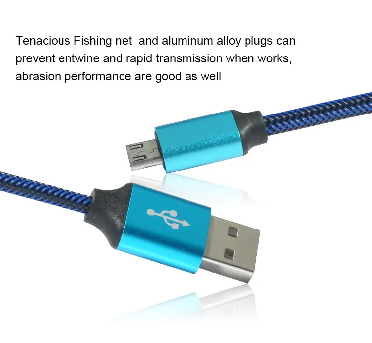High quality 1m 2m 3m micro usb charger cable, braided micro usb data line for samsung cable