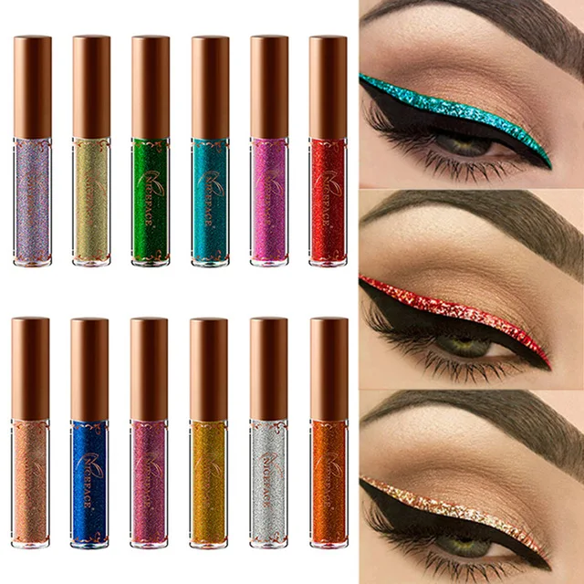 Как накрасить жидкие тени Niceface 12 Colors Liquid Waterproof Eyeliner Metallic Glitter Liquid Eyeliner H