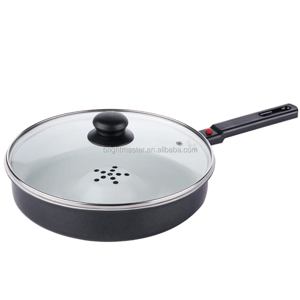 Ceramic Dry Frying Pan With Glass Lid Buy Detachable Handle Dry