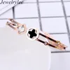 Custom four leaf clover bracelet gift Stainless square Diamonds Bracelet Double Rose Gold Bangles