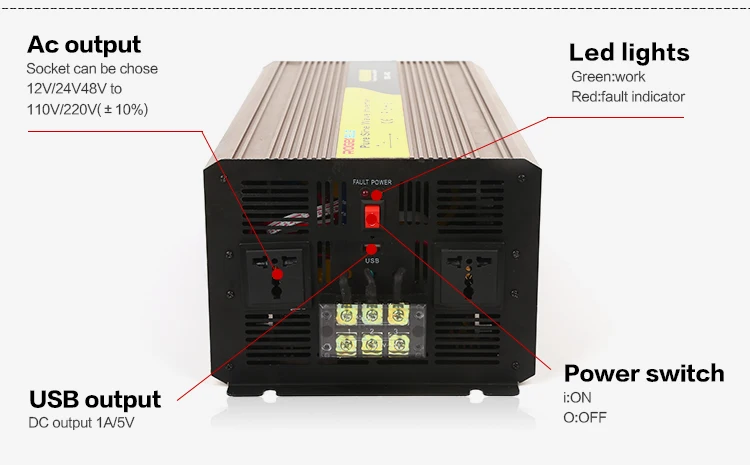 12V 24v 48v 5000 Watt Power Inverter DC AC Solar Pure Sine Wave Inverter