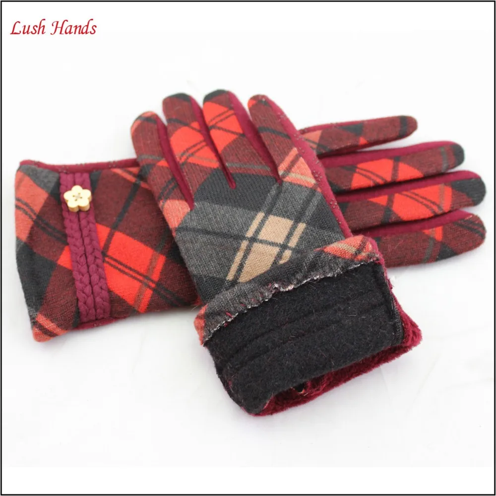 Christmas and new year girl and ladies gift woolen gloves and fabric touch screen gloves