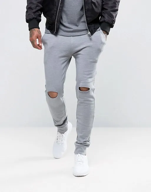 ripped knee joggers mens