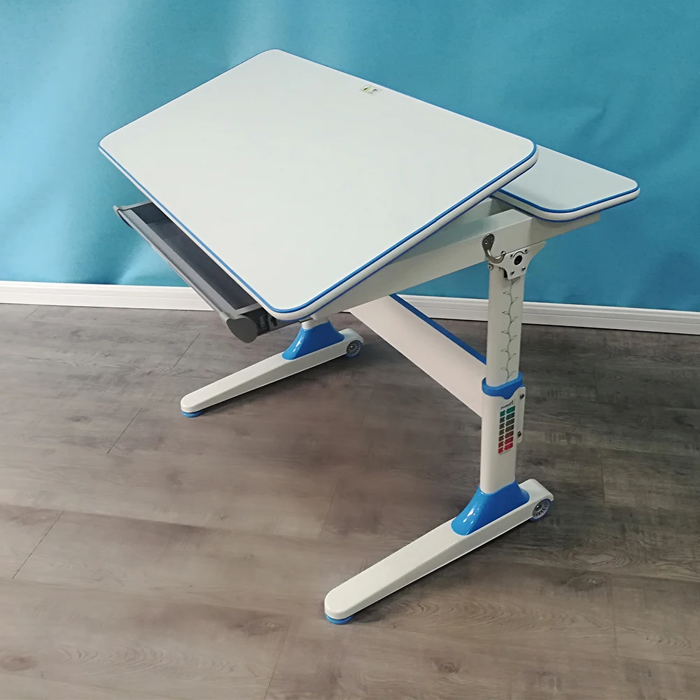 Simple Design Height Adjustable Kids Study Table In Bule Color For Kids