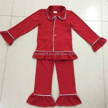 Hot Sale Cute Fashion Kids Ruffle Japamas Fashion Weastern Girls