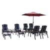 10 PCS Outdoor Garden Patio Furniture Table & Chair & parasol for 8 seat set