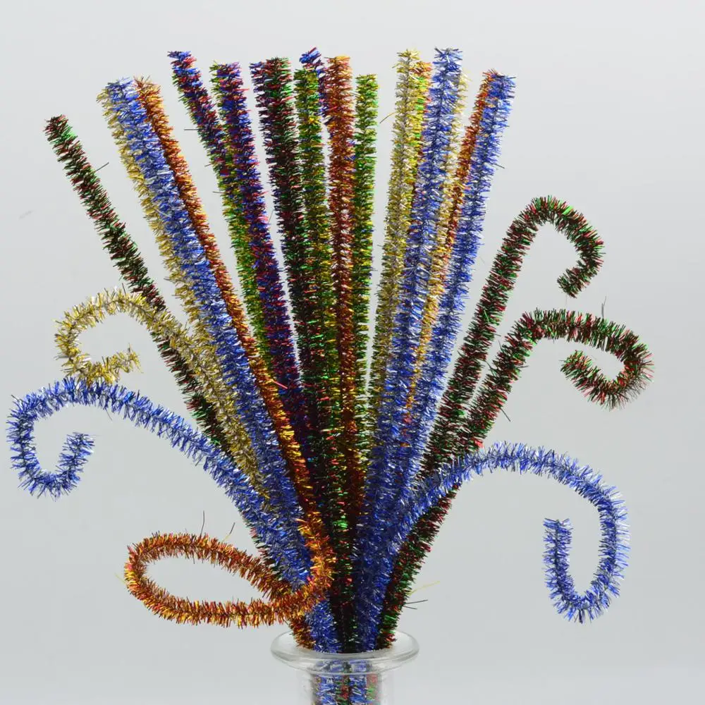 Colorful Curly Glitter Chenille Stem Tinsel Pipe Cleaners Buy Wire