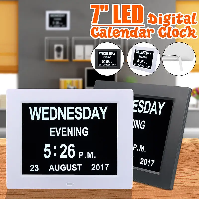 8" Digital Calendar Day Clock For Vision Impaired,Big Screen Calendar Clocks For Elderly,Memory