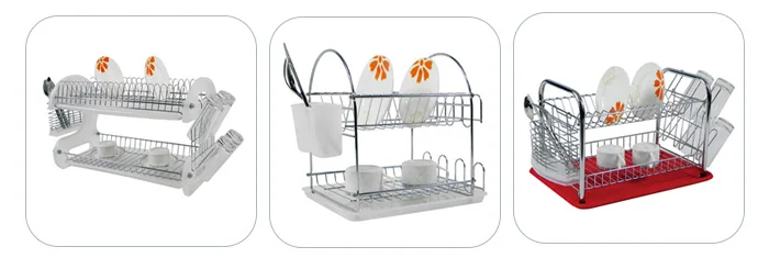 Stainless Steel 2 Tier Kitchen Dish Drying Rack Cabinet Dish Rack