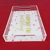 Custom wholesale clear acrylic serving trays with handles