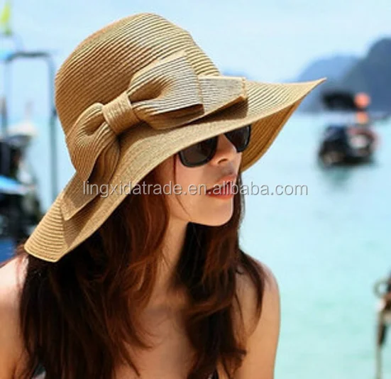 Ladies Wide Brim Floppy Straw Hats Decorated With Flower Buy