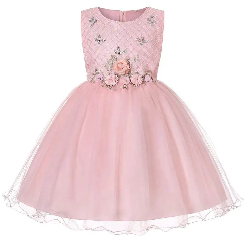 European and American style Princess Dress pink Prom girl flower dress Children's performance dress for 10 years old
