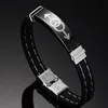 316 stainless steel braided genuine black leather bracelet for gay pride