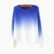 2015 autumn winter cashmere sweater women fashion sexy O-neck sweater loose 100% fluffy wool women sweaters and pullovers