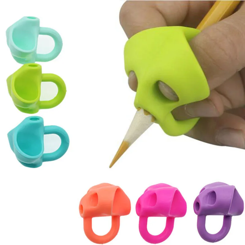 3Pcs Grip pencil help beginner writing silicone toys children thumb correct~%% 