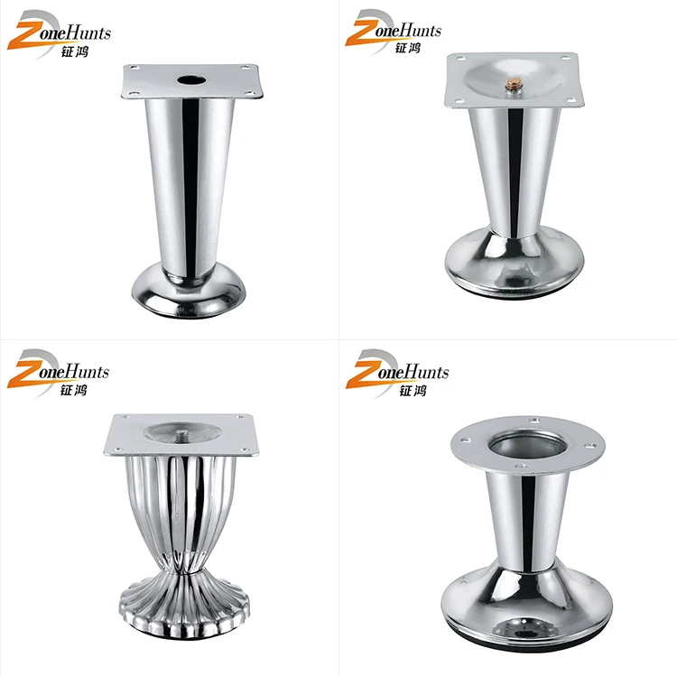 Silver Color Cup Shape Antique Sofa Legs Chrome Metal Adjustable