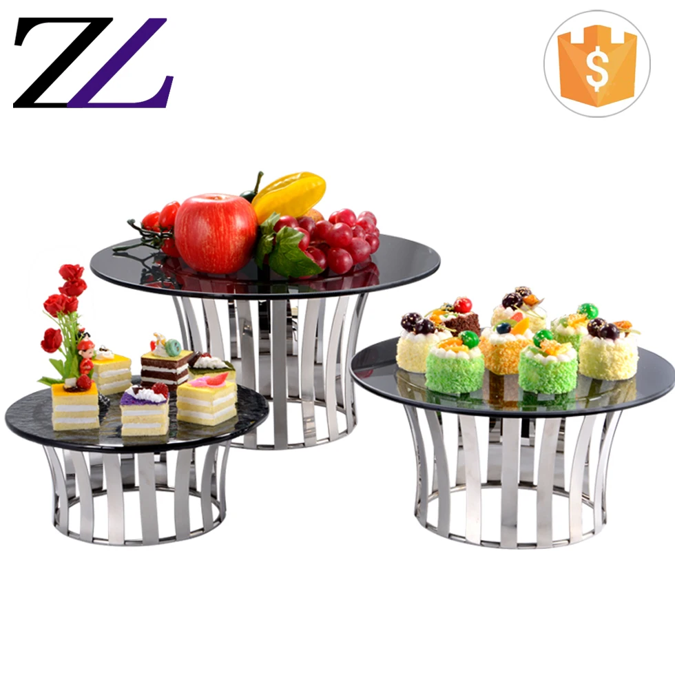 Guangzhou Catering Material Food Display Stand Rack Riser Glass Mirror ...