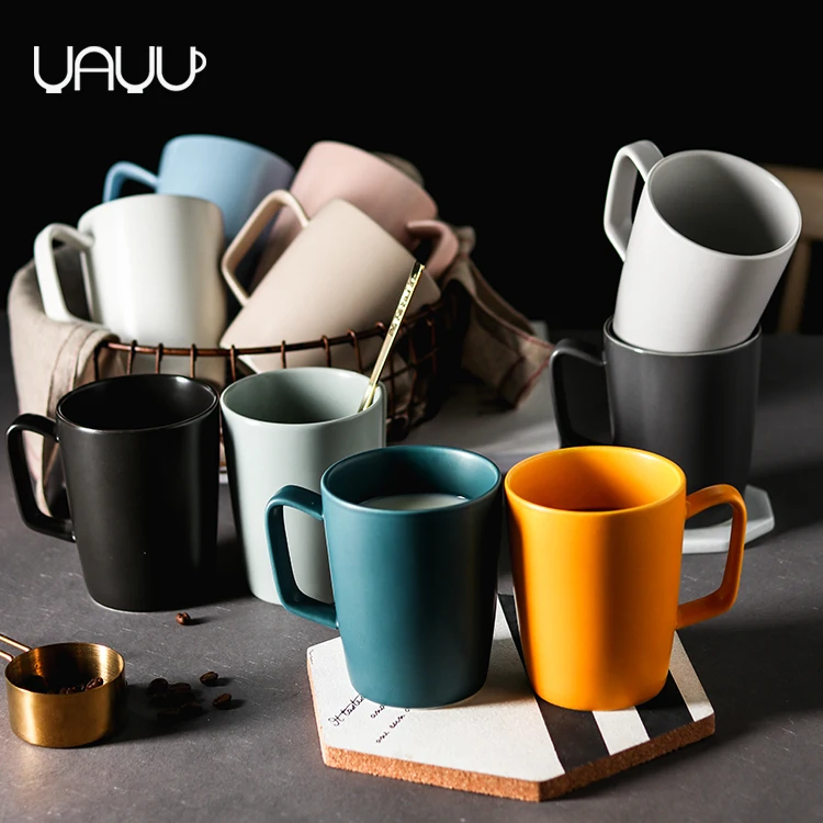 Modern style 350ml multi-colored quality cheap ceramic restaurant coffee mug.jpg