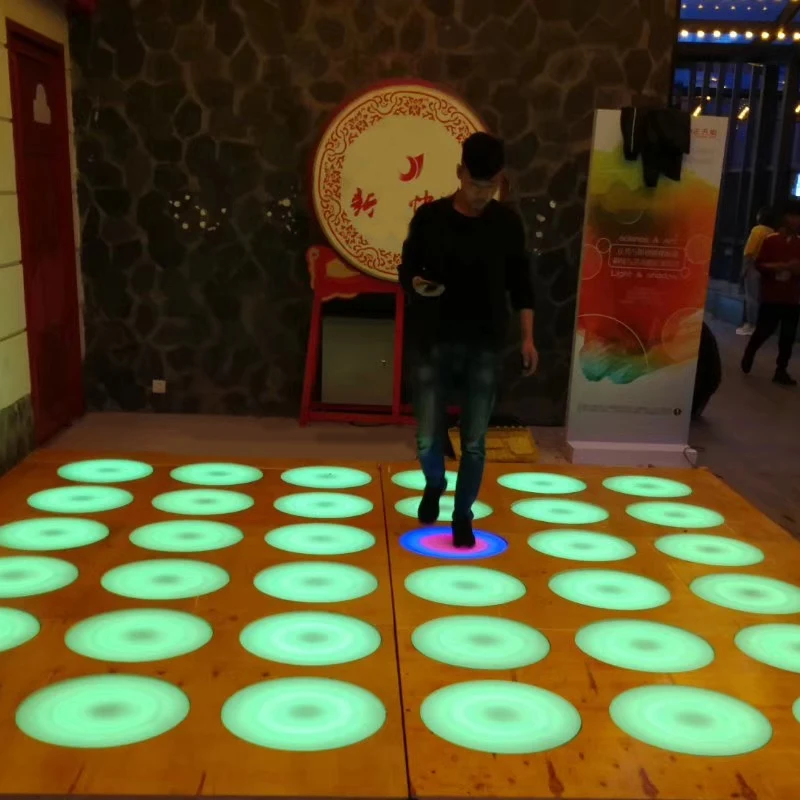 New design round shape outdoor led lighted floor dance tiles interactive floor led