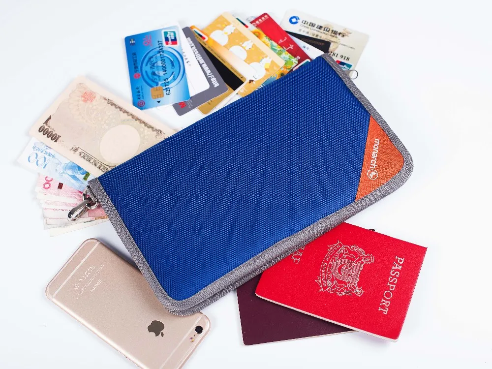 rfid 女士旅行包护照持有人卡收据组织者袋案例现金钱包包