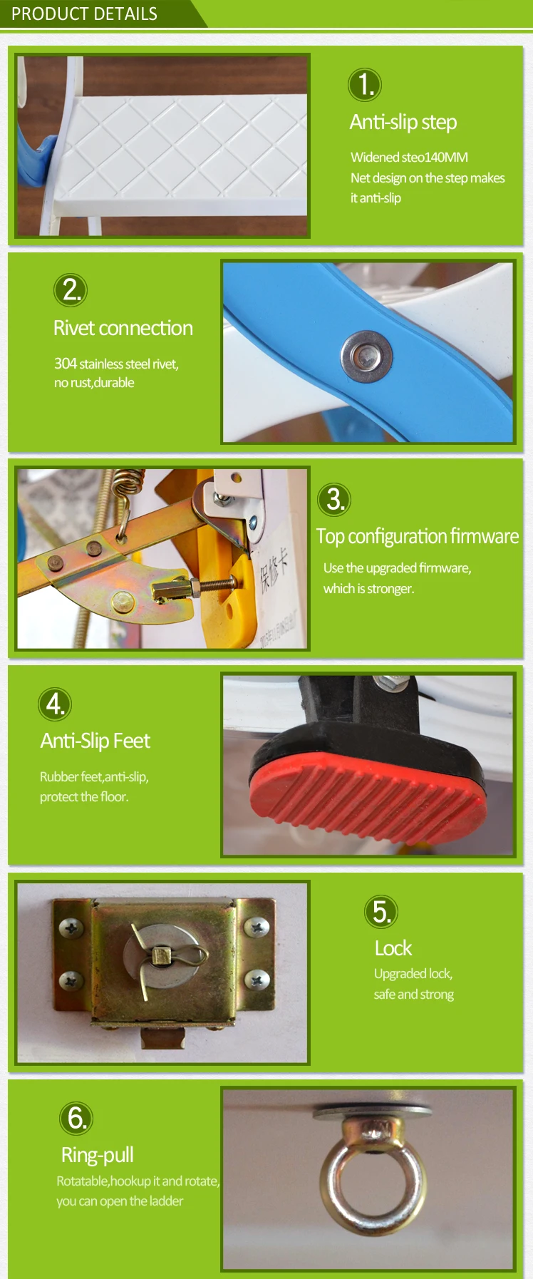 Carbon Steel Telescopic Retractable Ceiling Step Ladder For Villa