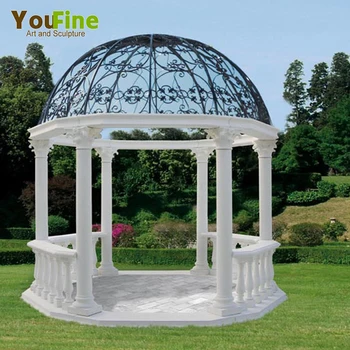 Outdoor Garden Marble Column Gazebo With Metal Roof For Outdoor Garden Marble Column Gazebo With Metal Roof For