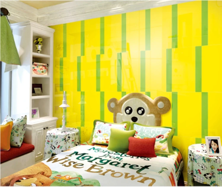 6 X Square Format Matt Yellow Children Room Tile Unpolished Lemon Colored Big Kids For Sale